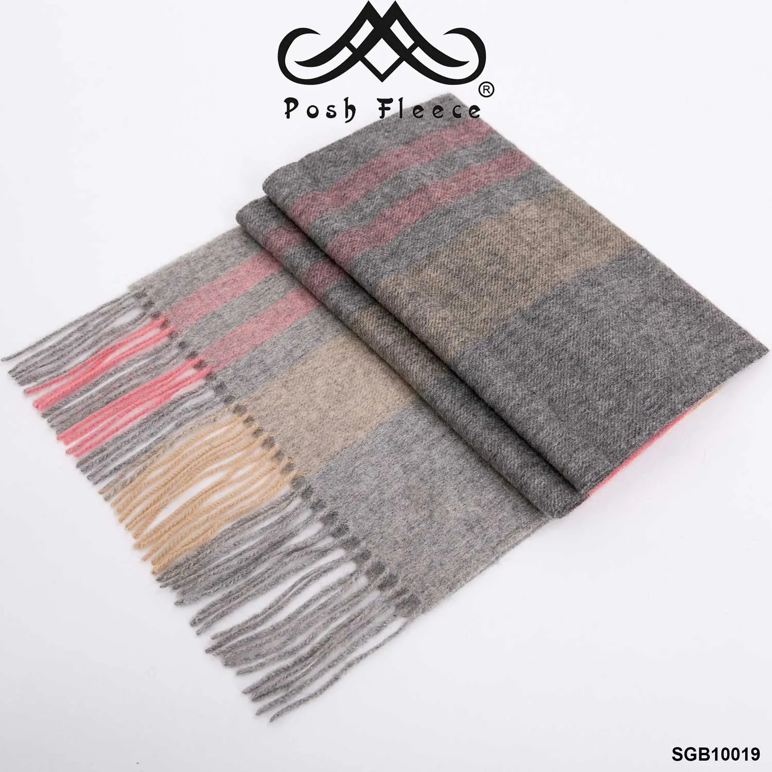 POSH FLEECE Pure Wool Luxurious Scarf with Fringed Trim SGB10019