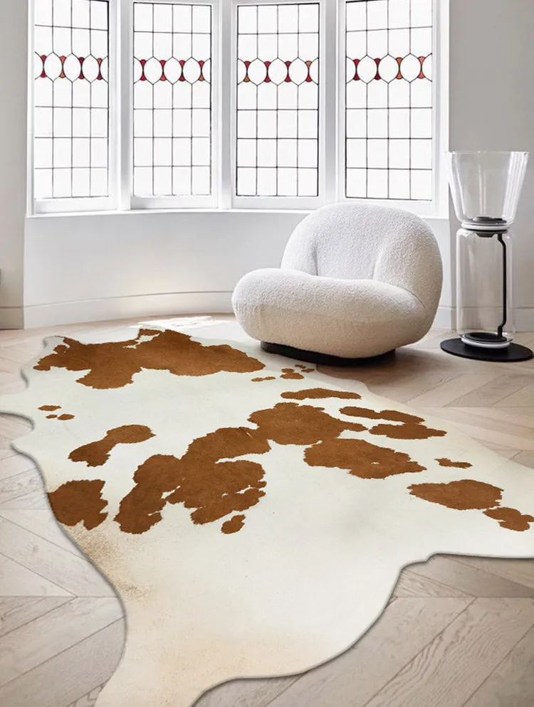 Premium White with Brown Spots Faux Cowhide Rug