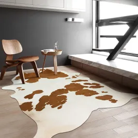 Premium White with Brown Spots Faux Cowhide Rug