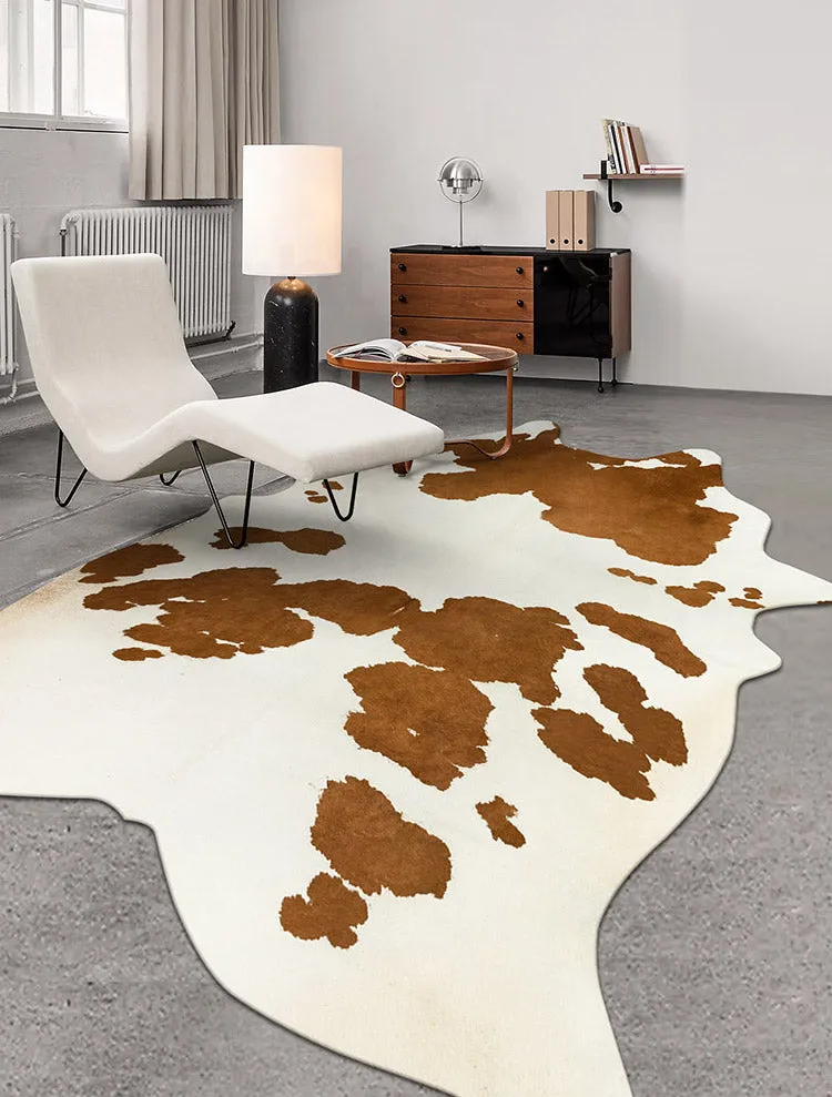 Premium White with Brown Spots Faux Cowhide Rug