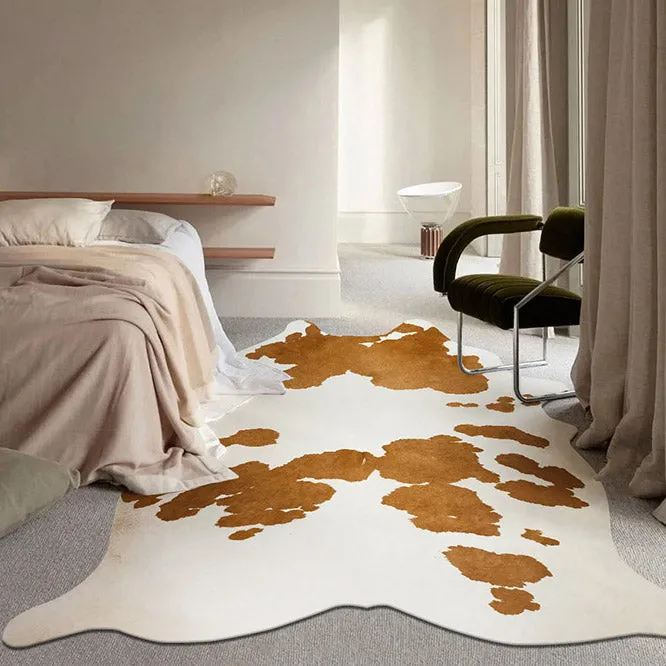 Premium White with Brown Spots Faux Cowhide Rug