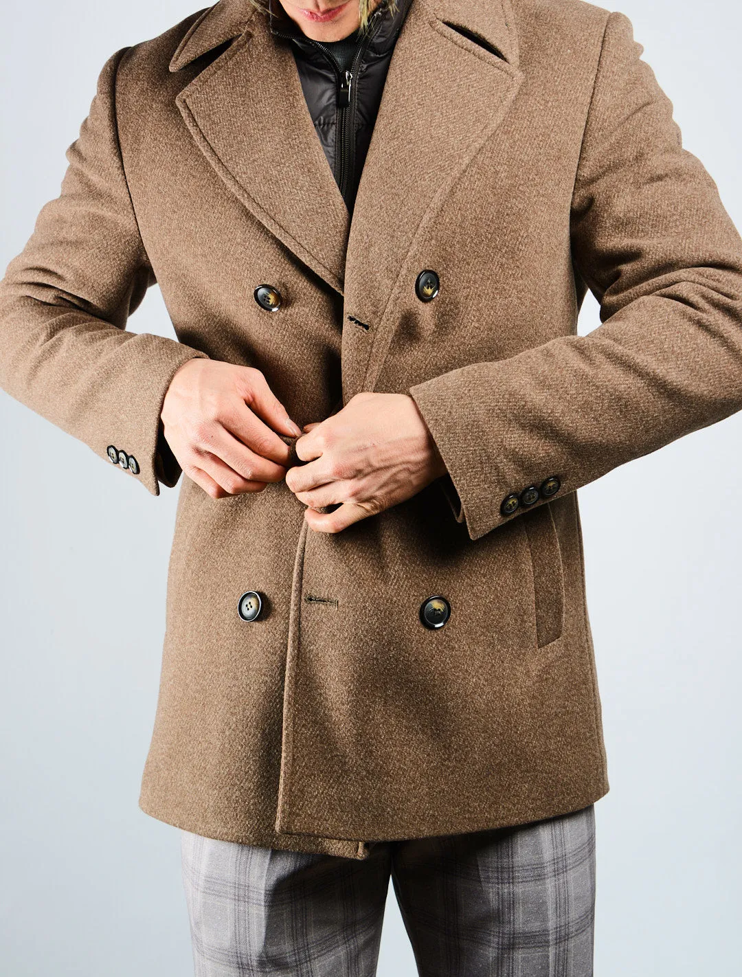 Preston Heathered Tonal Stripe DB Coat