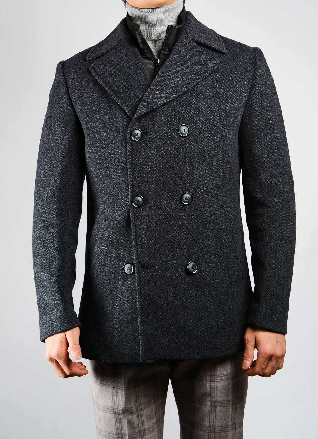 Preston Heathered Tonal Stripe DB Coat