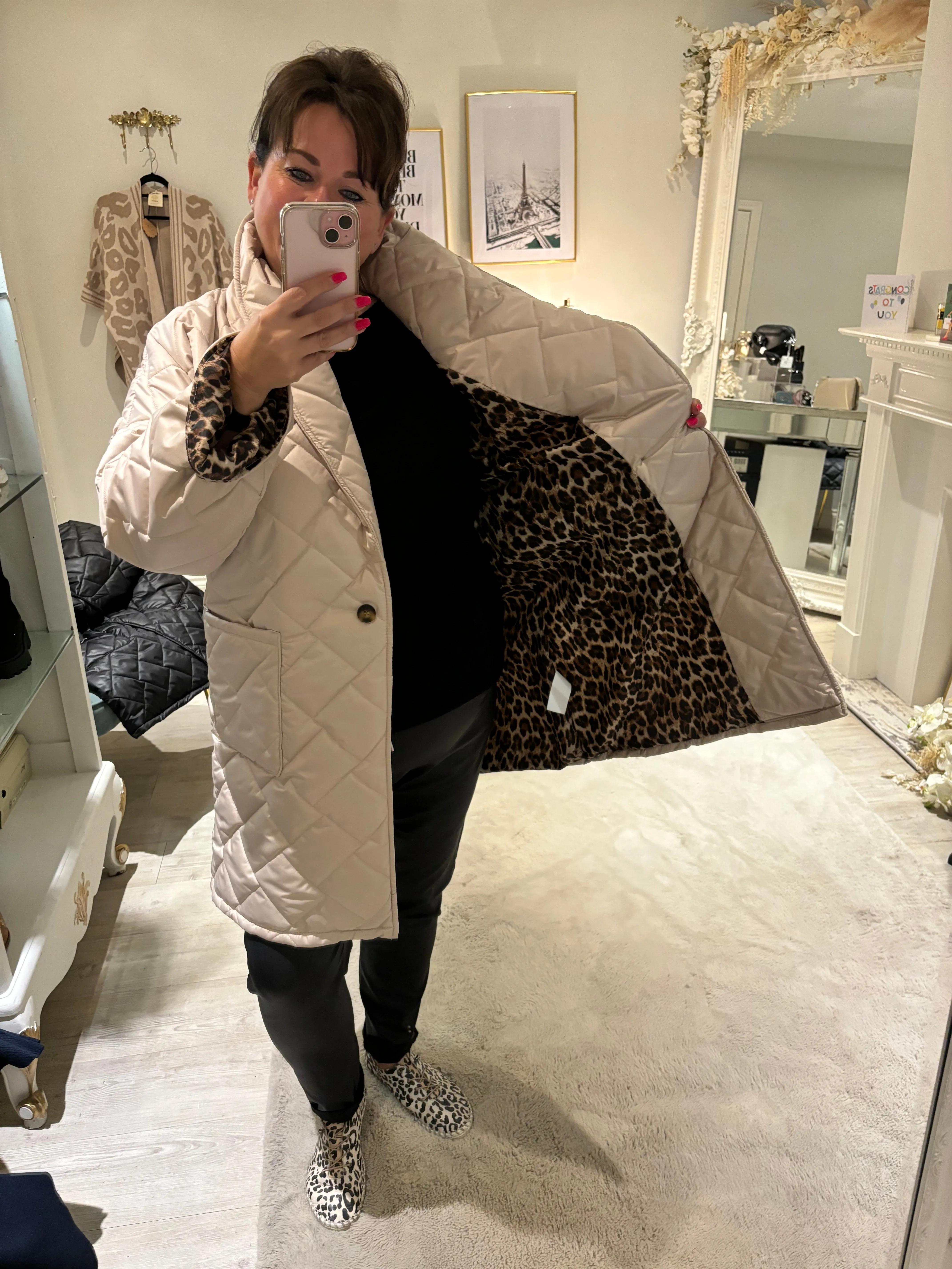 Quilted Leopard Coat