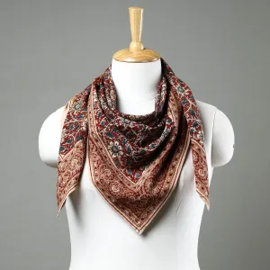 Red - Pedana Kalamkari Block Printed Natural Dyed Cotton Scarf 64