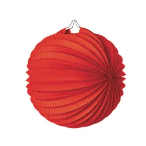 Red Pleated Paper Lantern - 20cm