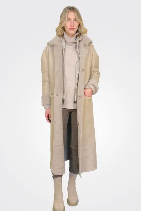 Reversible Shearling Coat - Jute