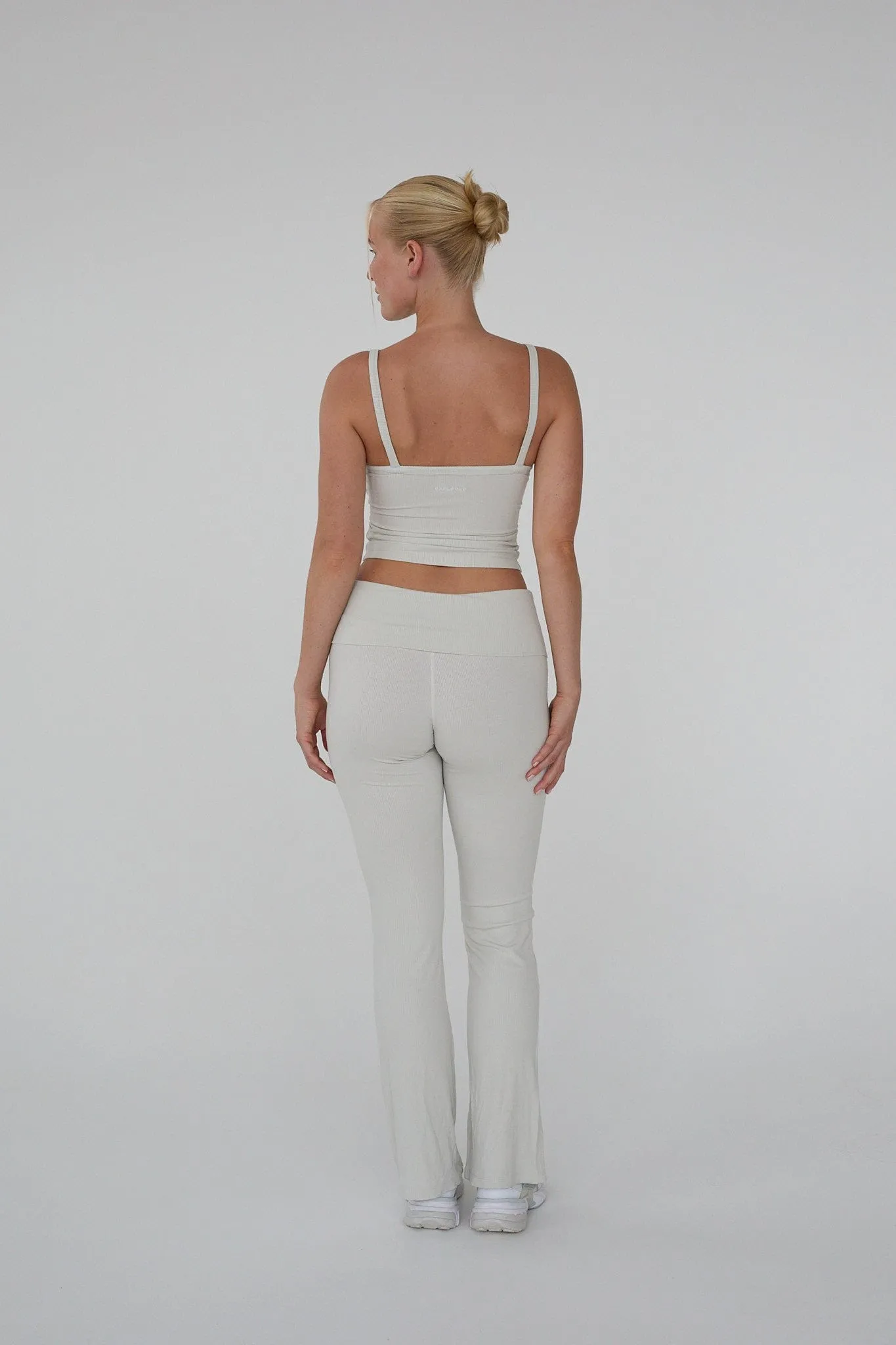 Rib Fold Over Pants - Vanilla