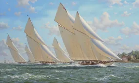 Richard Firth Oil seascape, 'The Big five' Yachts racing