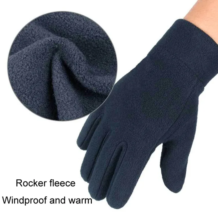 Rocker Fleece Winter Warm Anti-Slip Gloves Outdoor Riding Sports Gloves, Size: M(Navy)