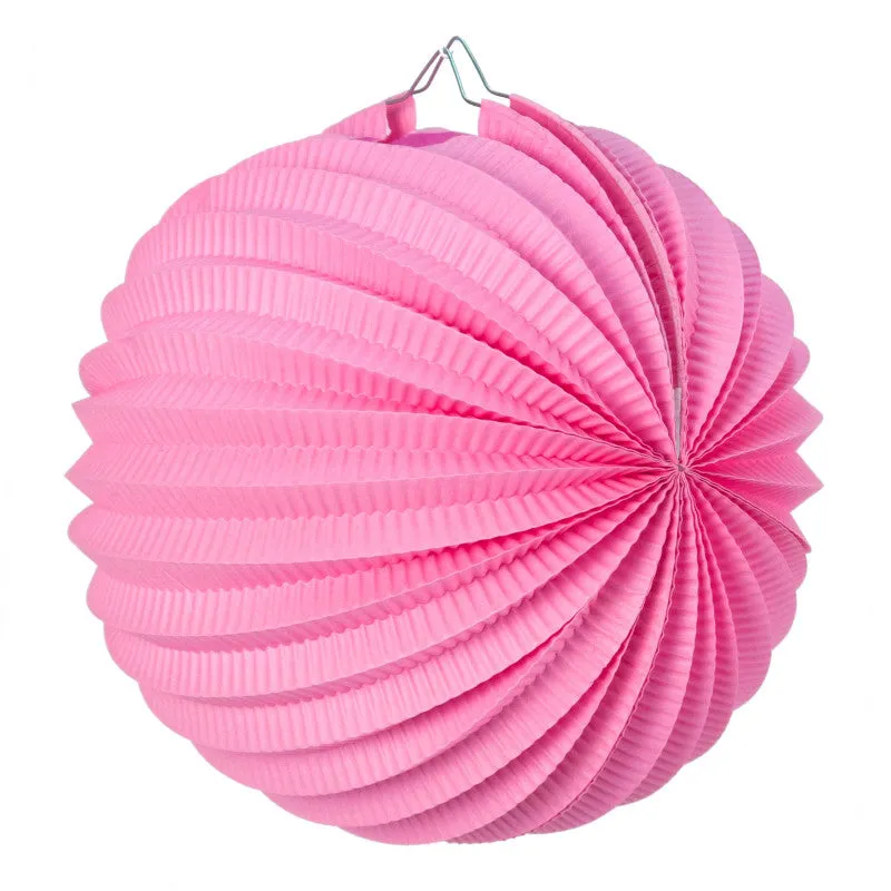 Rose Pink Pleated Paper Lantern - 30cm