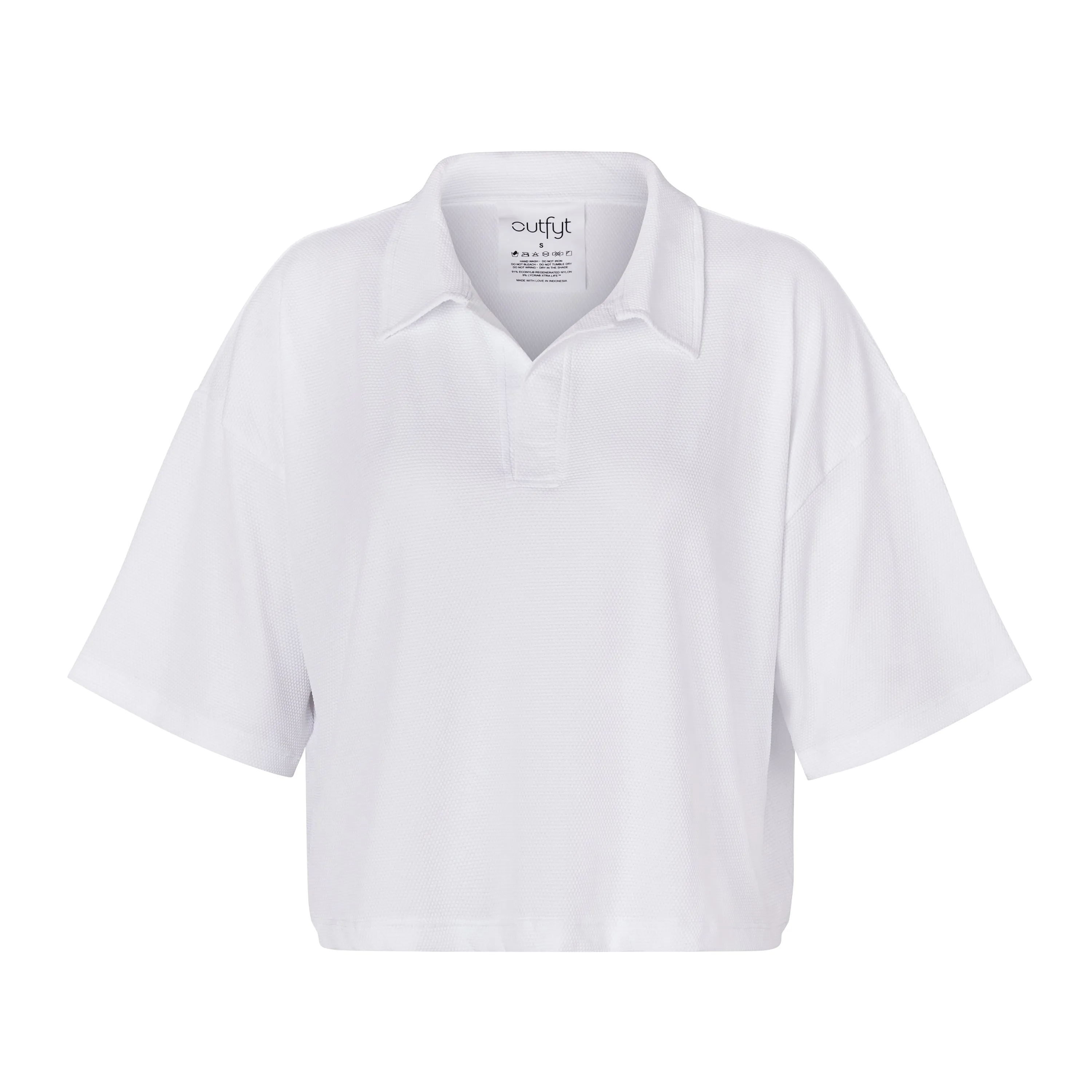 Åsa Cropped Polo Shirt | Recycled Nylon | White