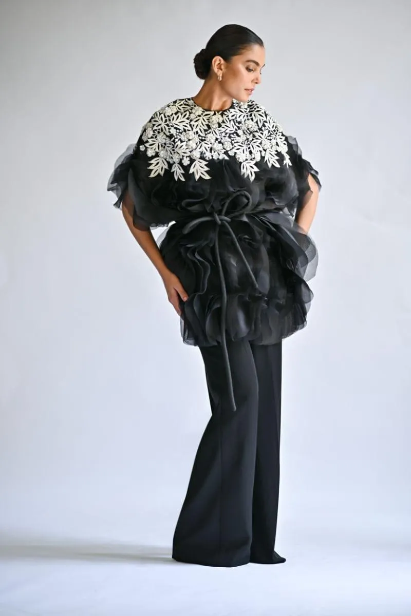 Sania Maskatiya - Roxane - ORGANZA - Black - 2 Piece - Cape