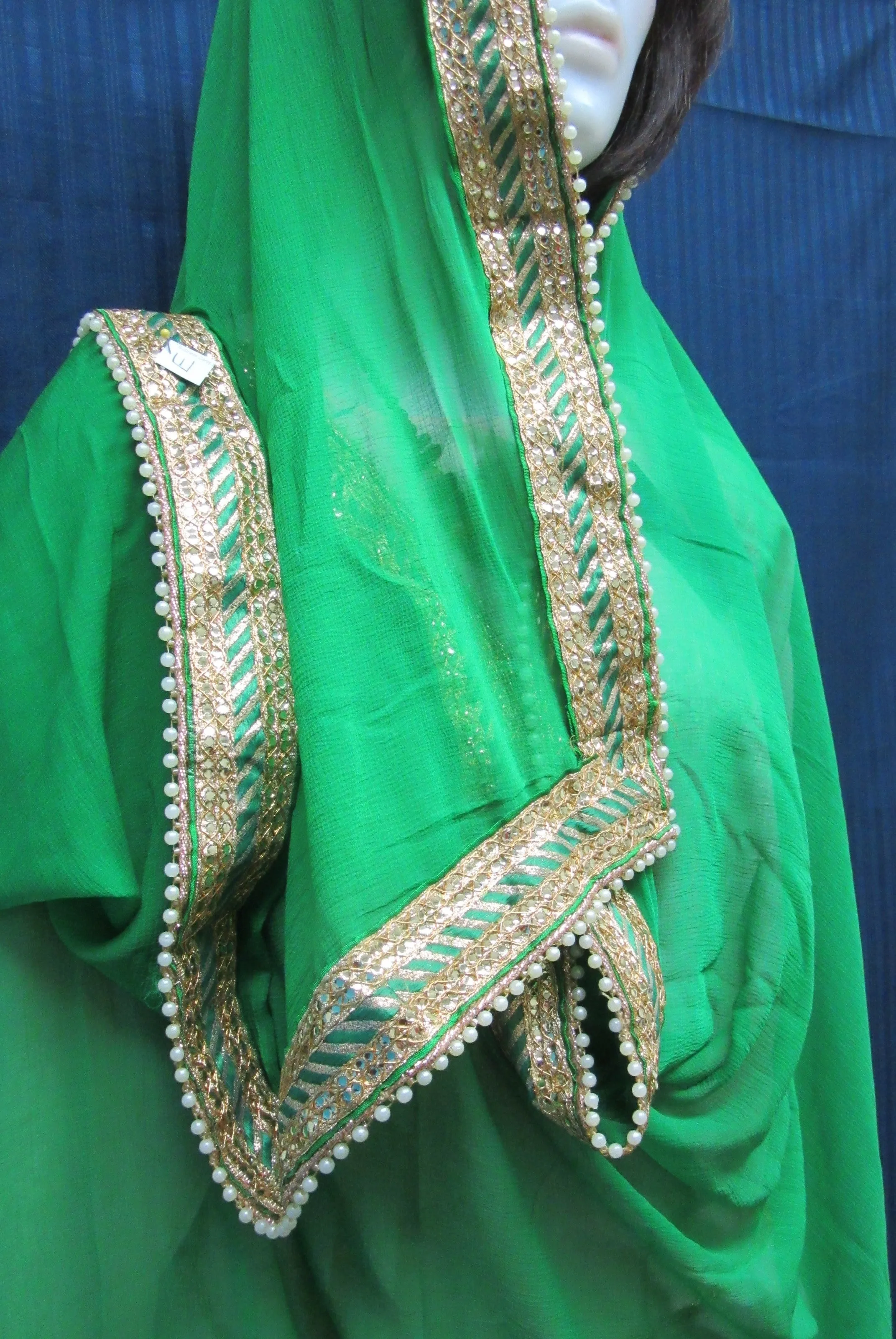 Scarf 8008 Green Georgette Party Wear Dupatta Chunni Shieno Sarees