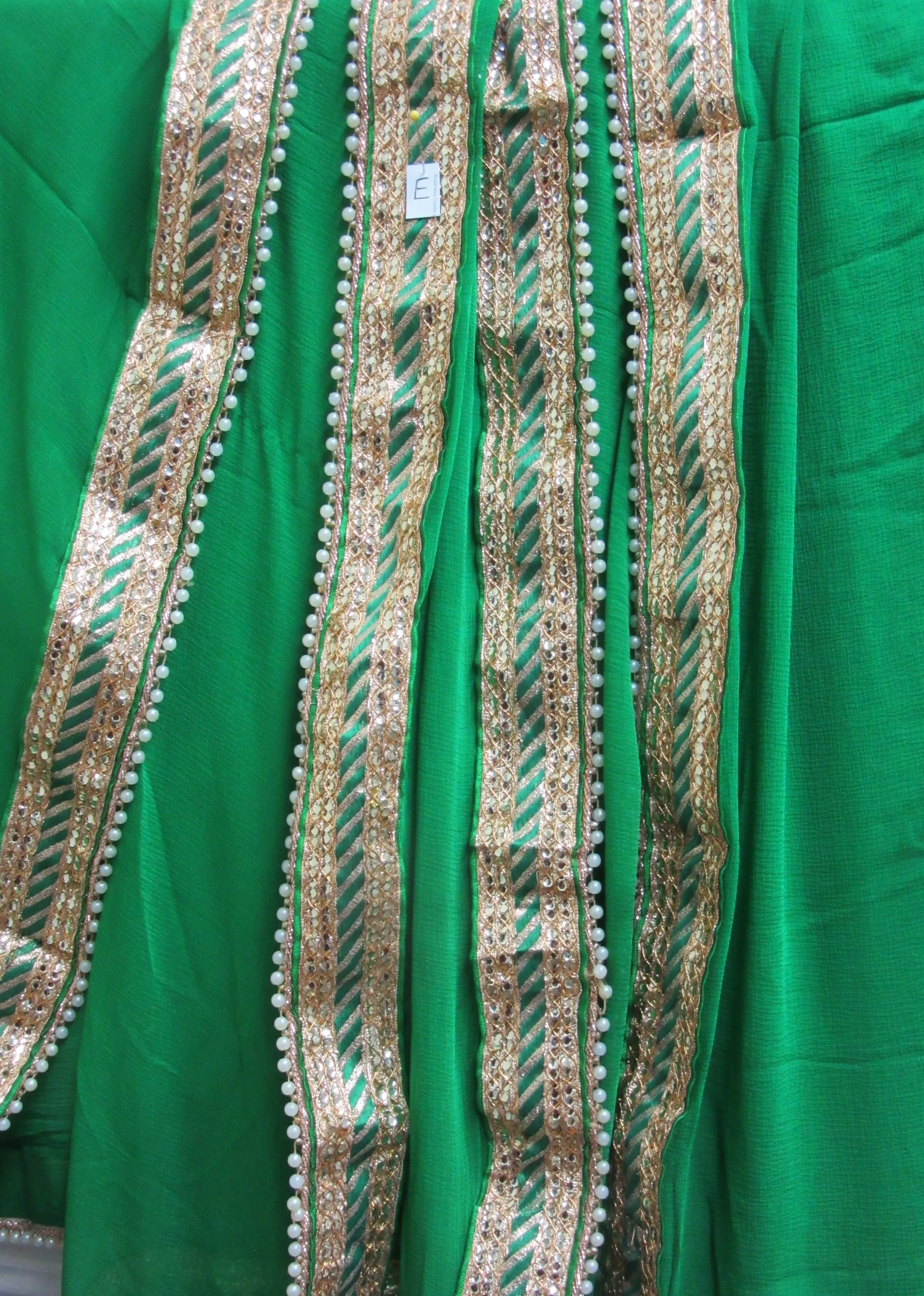 Scarf 8008 Green Georgette Party Wear Dupatta Chunni Shieno Sarees