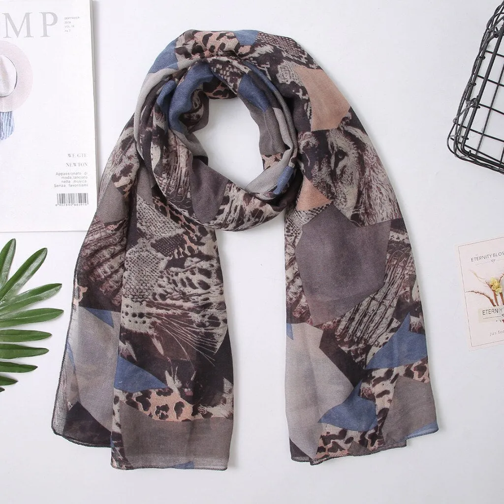 Scarf For Women Lightweight Scarf Shawl Soft Elegant Vintage Leopard Animal Print