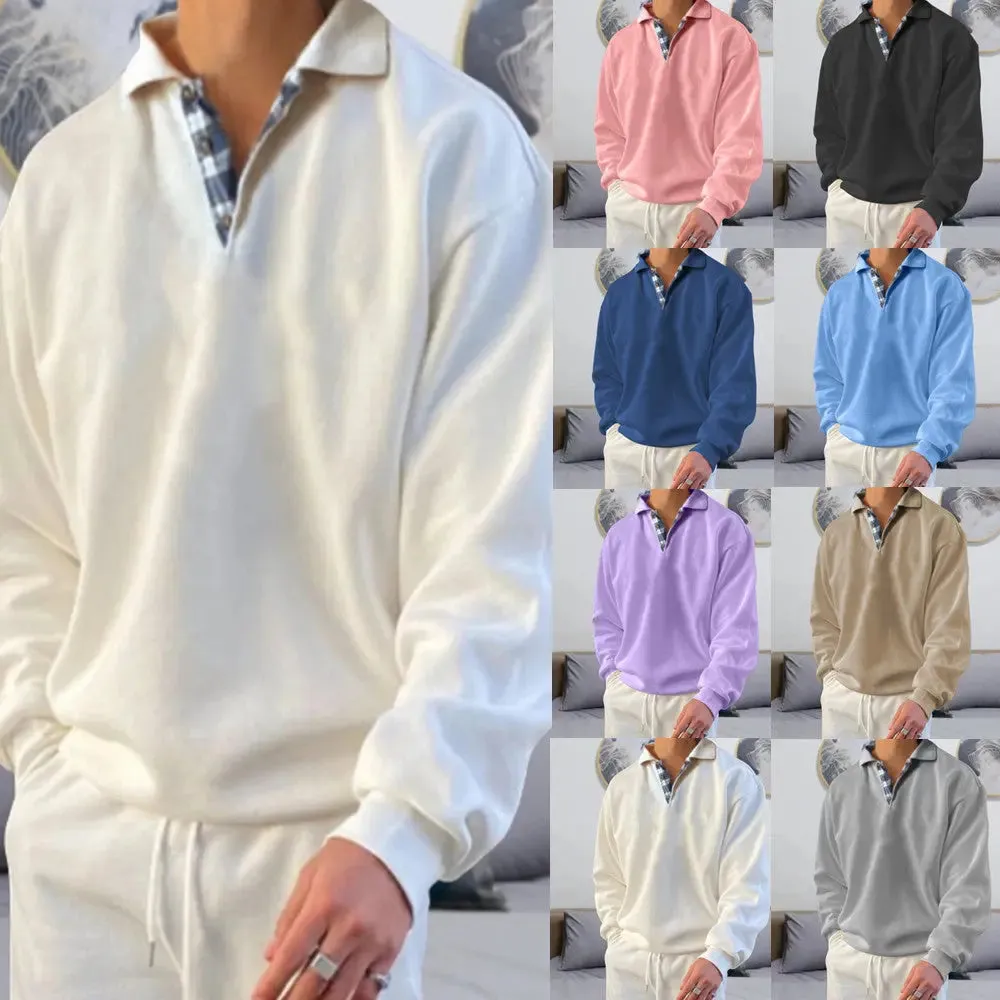 Season Long Sleeve V-neck Men's Lapel Loose Hoodie Men's Wear