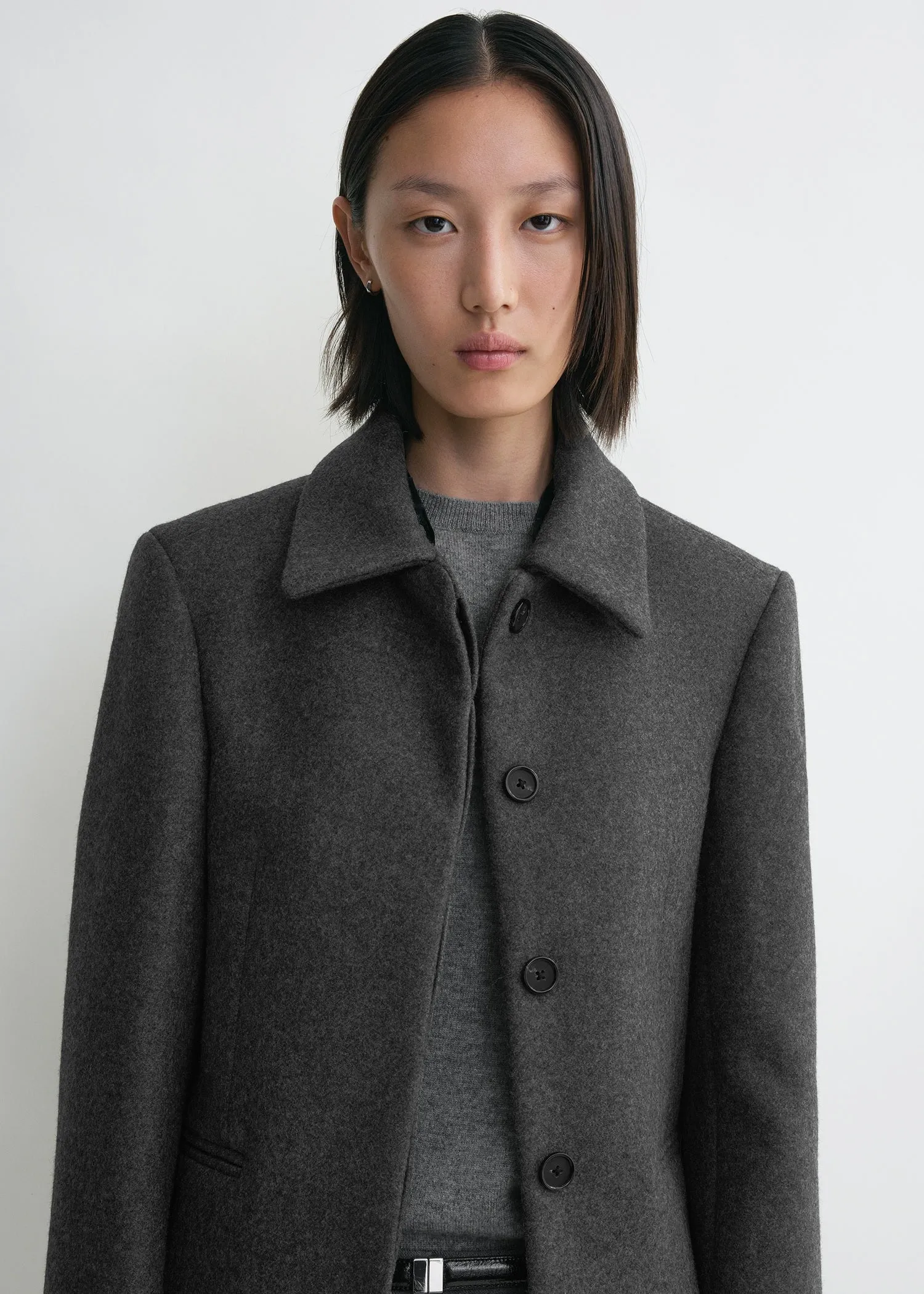 Shearling collar jacket mid grey melange