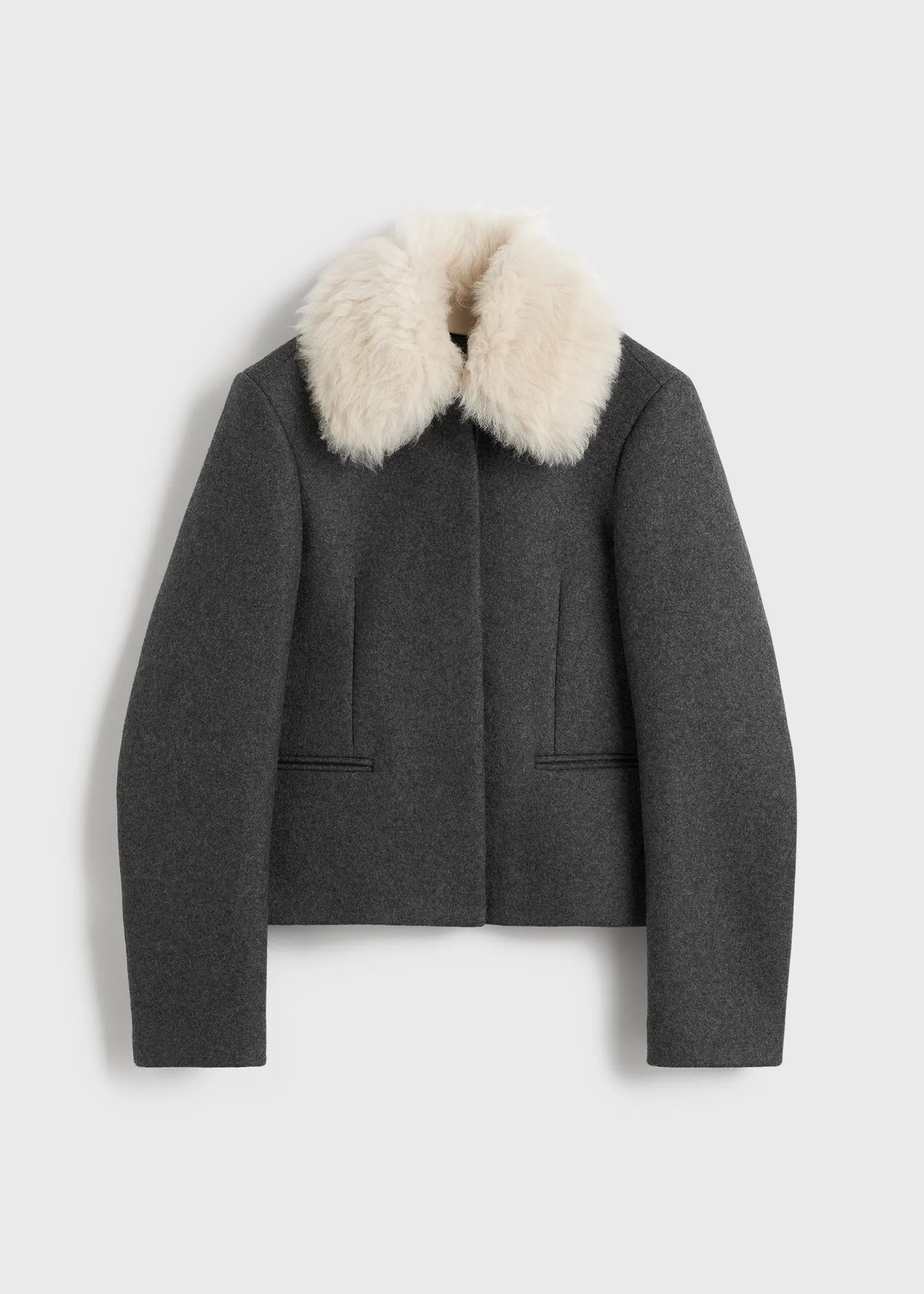 Shearling collar jacket mid grey melange