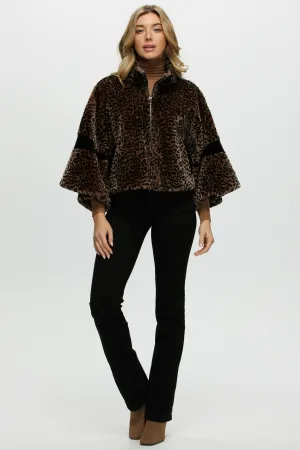 Shearling Lamb Zip Jacket with Cropped Sleeves