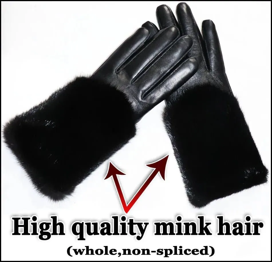 Sheepskin Fox Fur Gloves Women | Genuine Leather | Fashionable Wrist Length | Warm & Beautiful