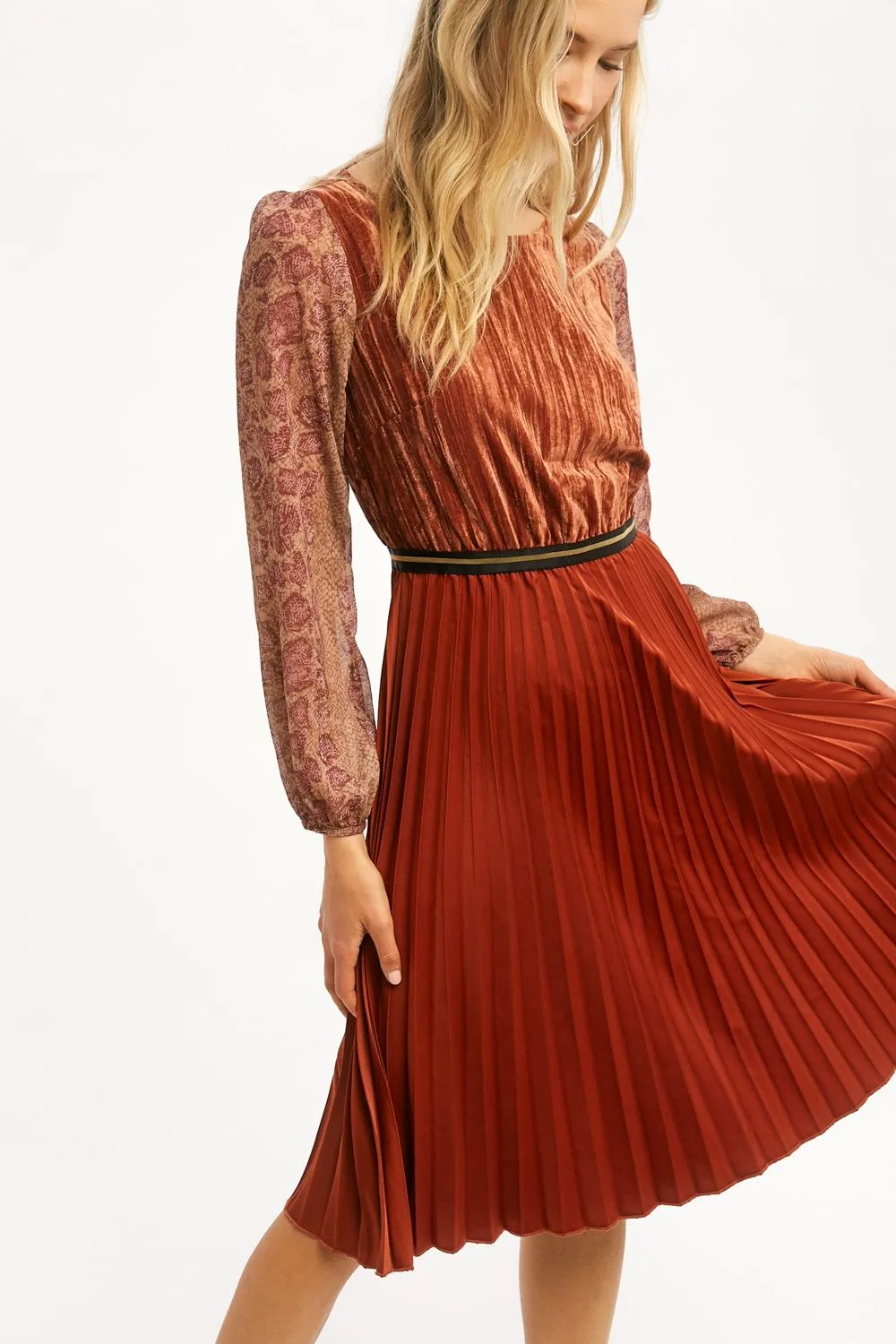 Sleeve Pleated Dress