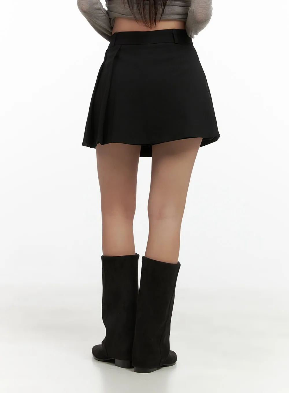 Solid Pleated Mini Skirt CS404