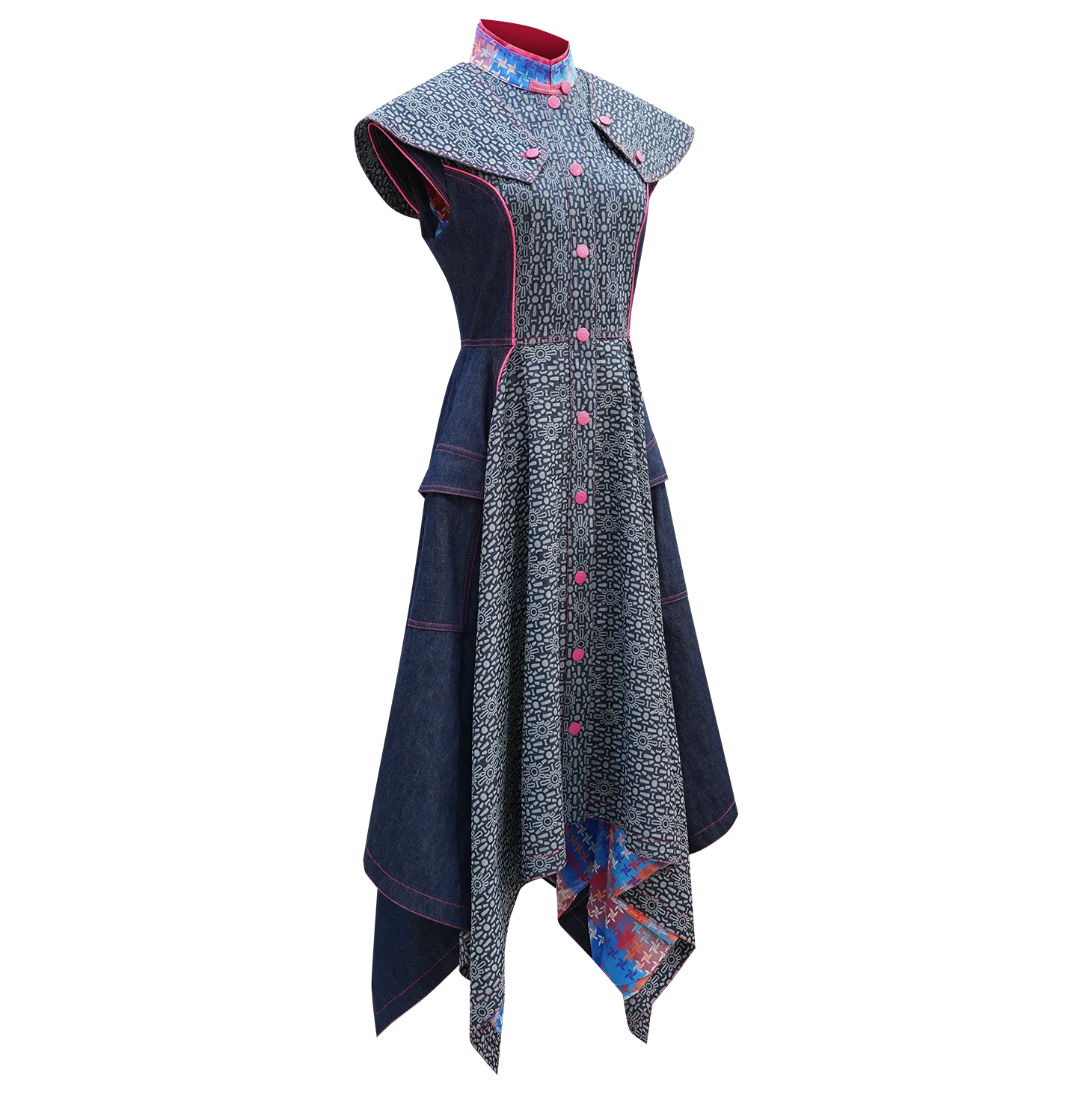 SPARKLE BY KAREN CHAN x  HK Heritage Museum【FRUITFUL HARMONY】Eco-Denim Cheongsam (Cap Sleeve / Regular Fit) (幸運風車) (風調雨順)