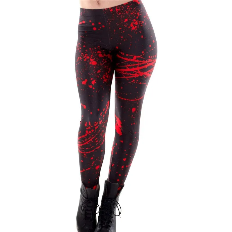 'Spatter' Black and red blood spatter Halloween horror leggings