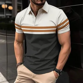 Striped Printed Men's Casual Polo Shirt