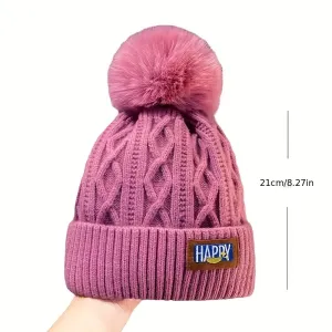 Stylish Winter Pom Beanie  Warm Classic Coldproof Elastic