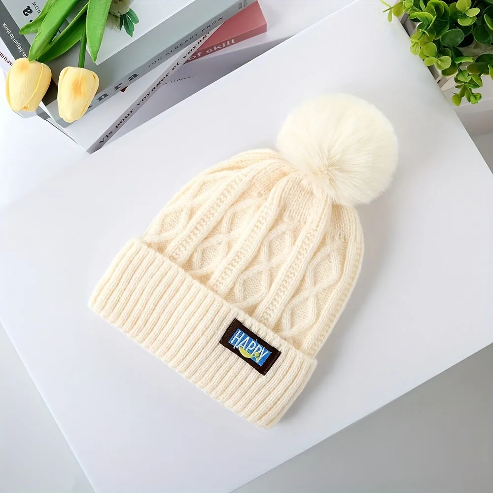 Stylish Winter Pom Beanie  Warm Classic Coldproof Elastic