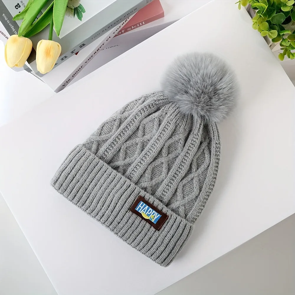 Stylish Winter Pom Beanie  Warm Classic Coldproof Elastic