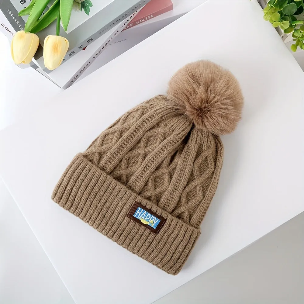 Stylish Winter Pom Beanie  Warm Classic Coldproof Elastic