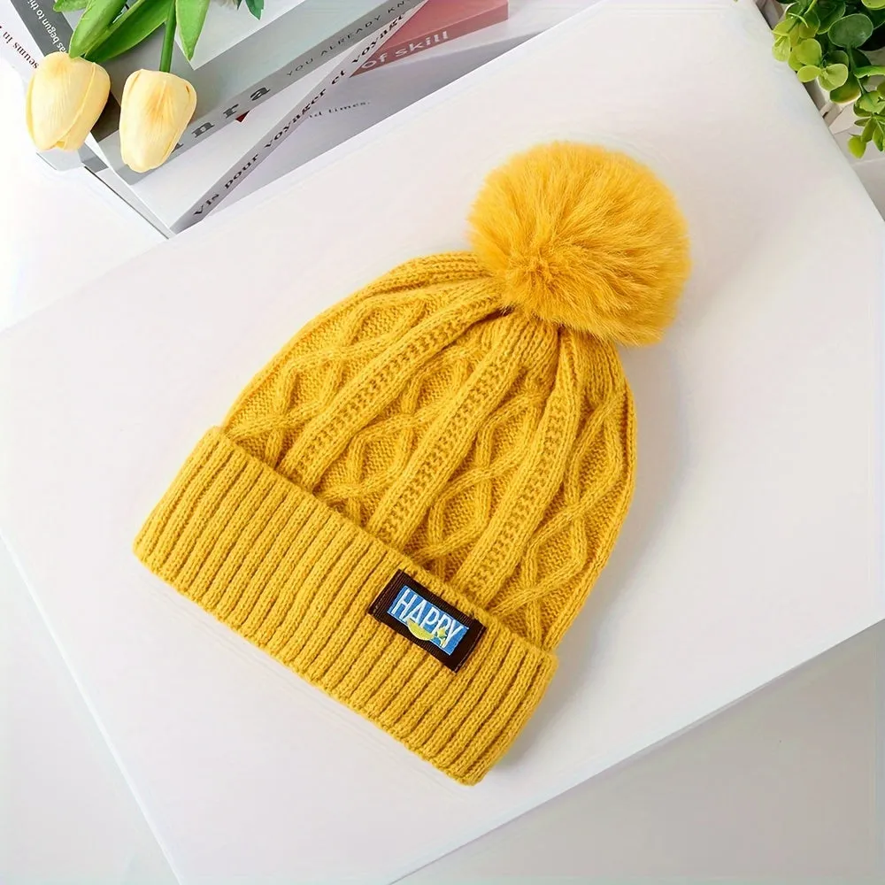 Stylish Winter Pom Beanie  Warm Classic Coldproof Elastic