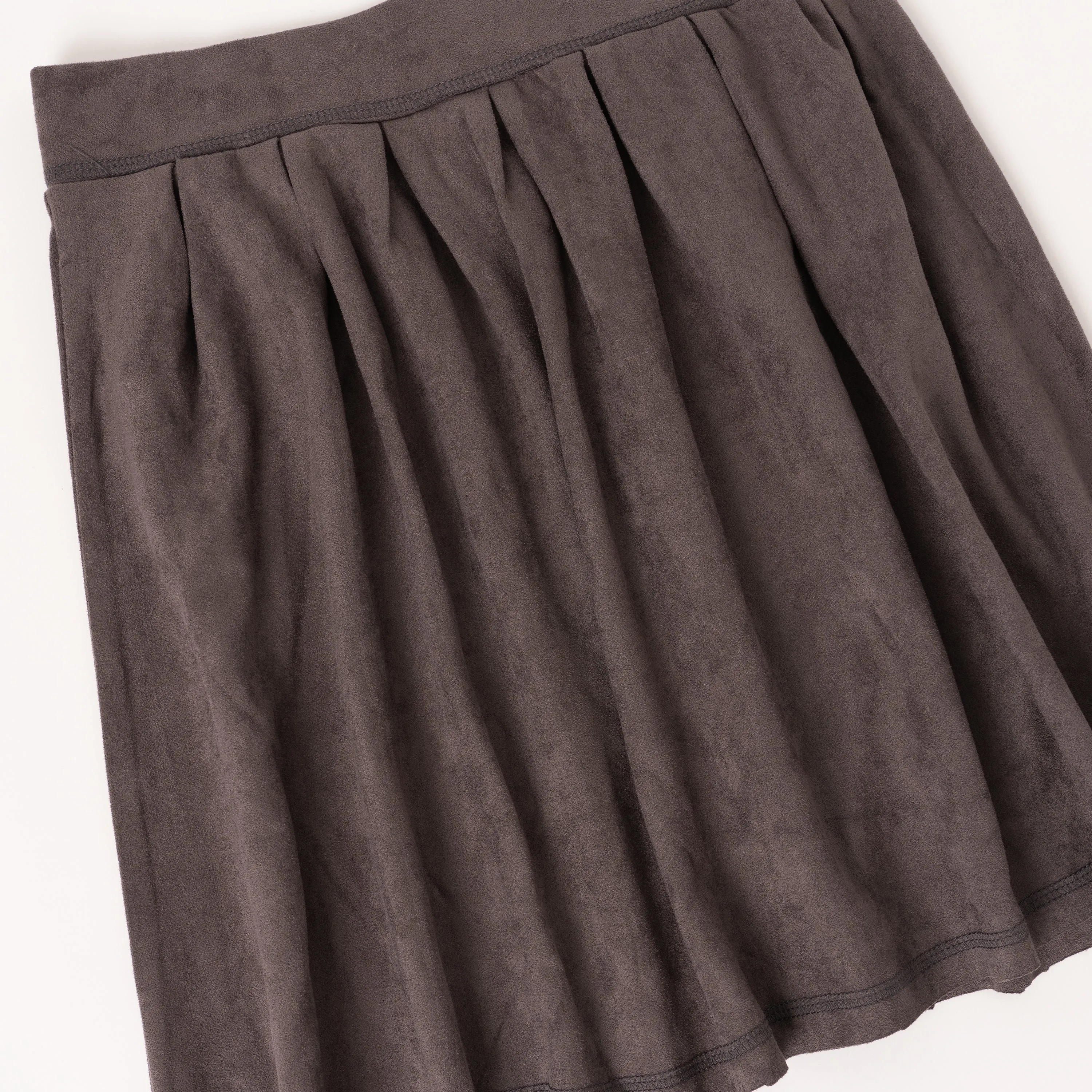 Suede Pleated Skirt