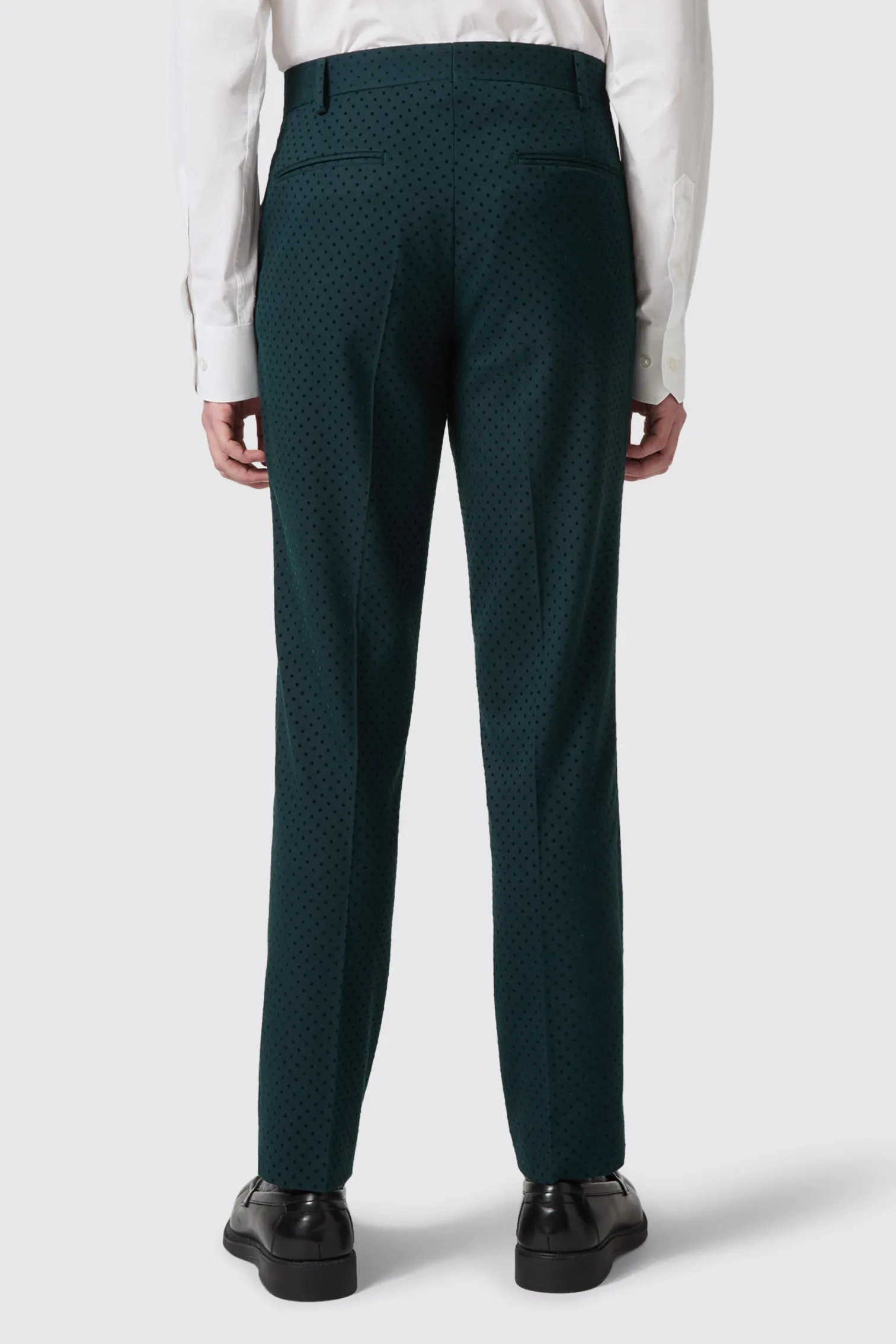 Sullivan Slim Fit Green Polka Dot Trousers