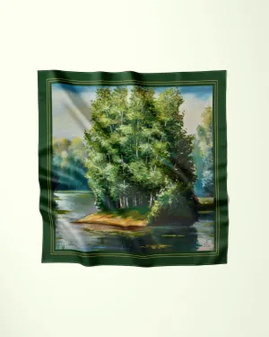 SUMMER LAKE Green Blue Designer Silk Scarf Art A Porte by Alesia Chaika