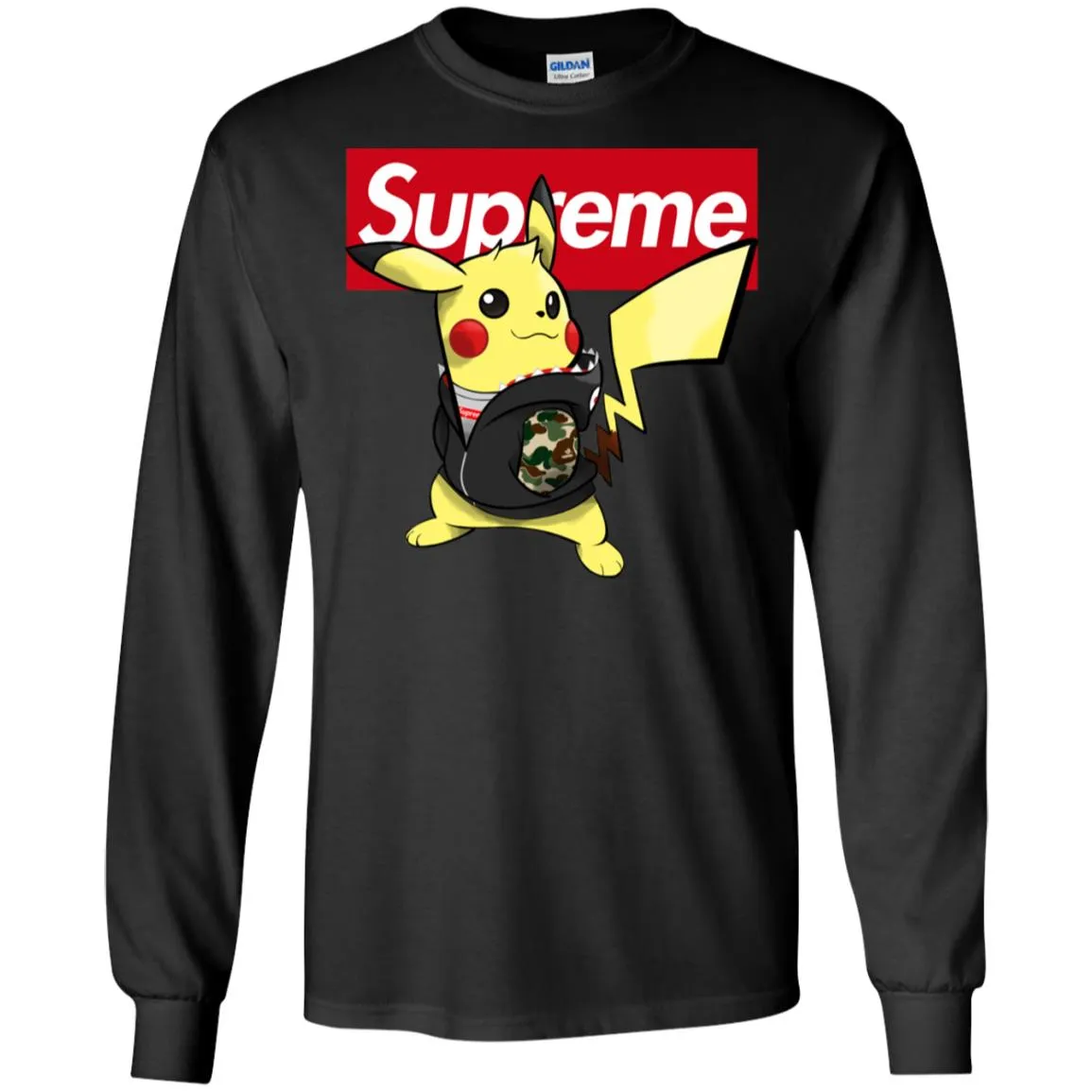 Supreme Pikachu T-shirt Men Long Sleeve Shirt