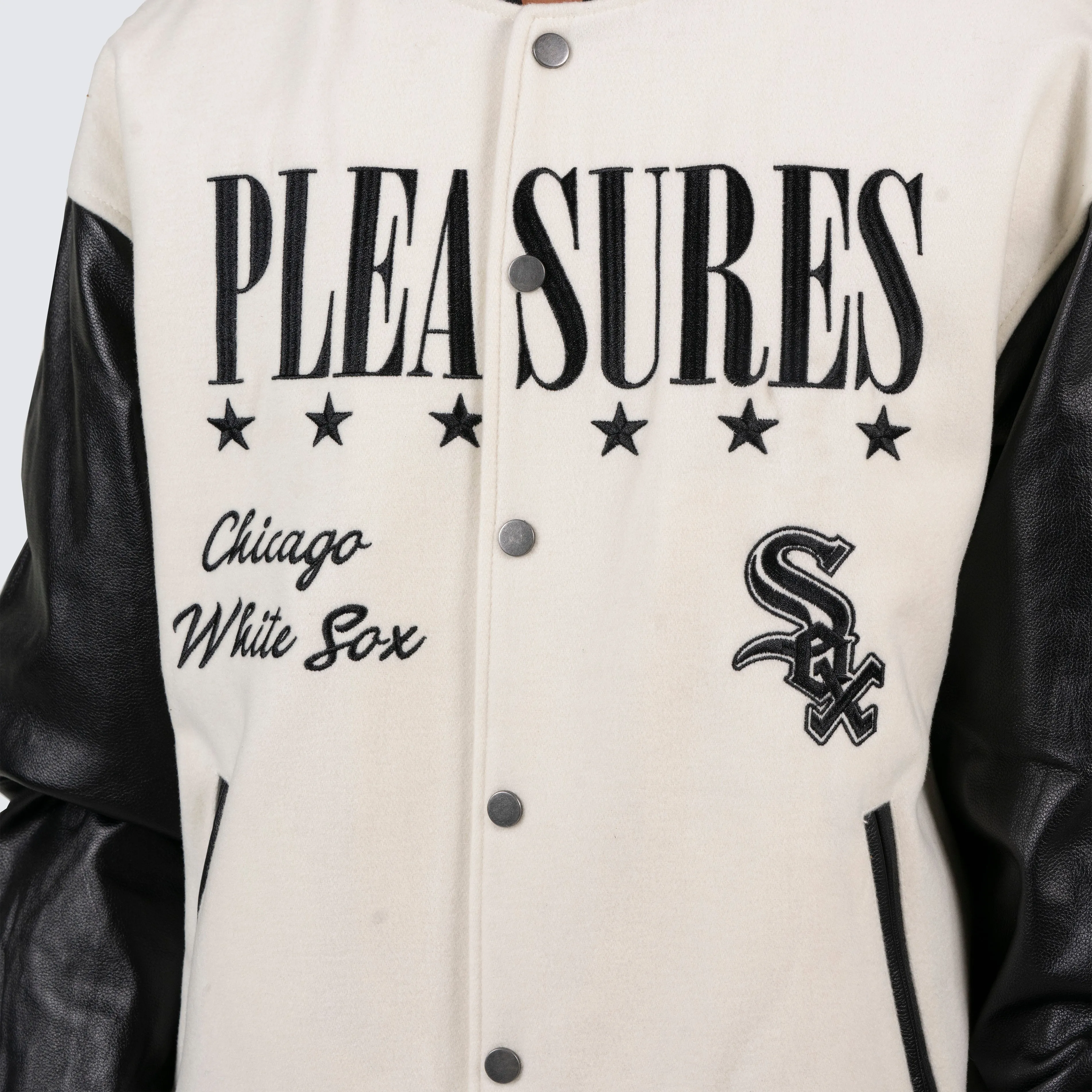 TEAM VARSITY LEATHER JACKET - WHITE SOX