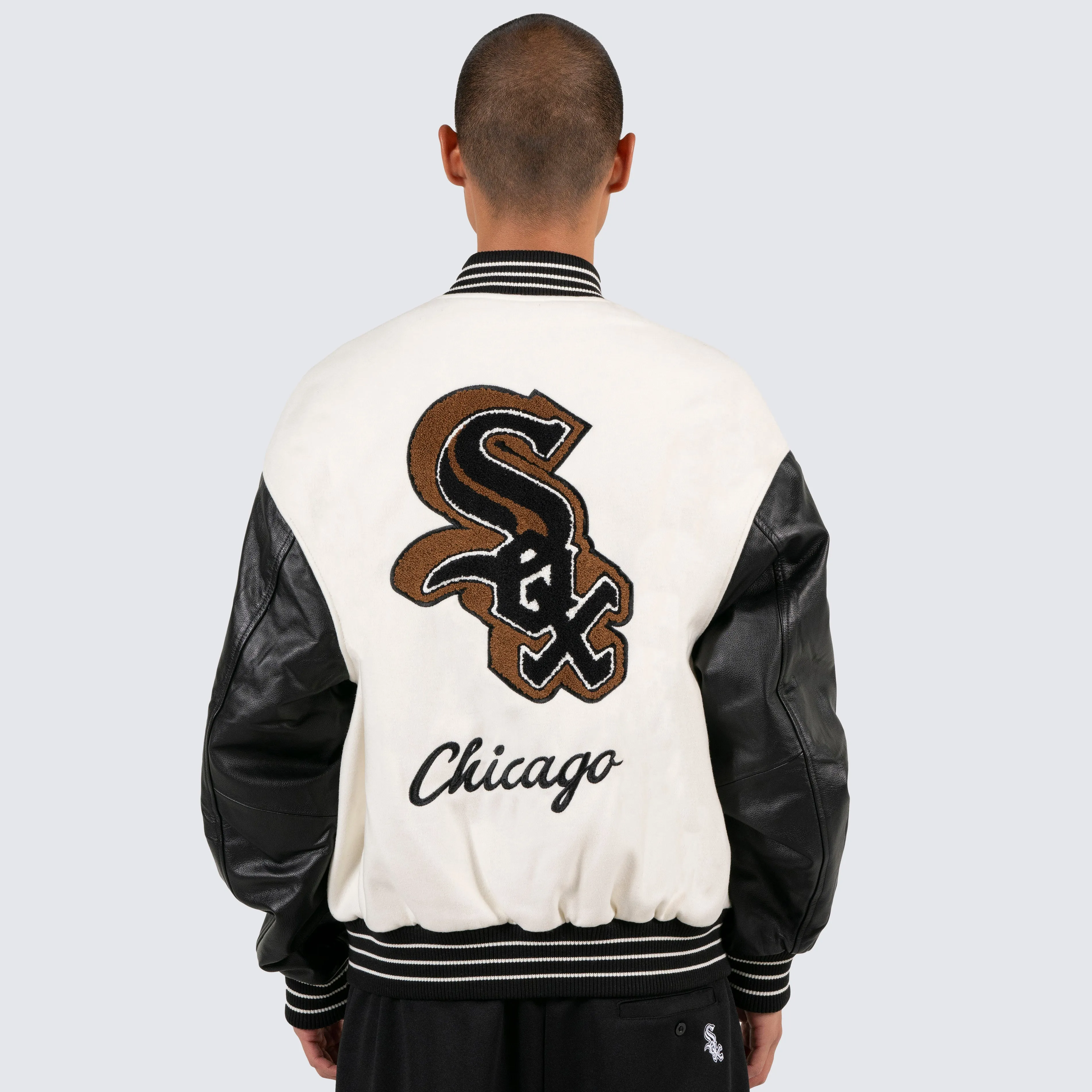 TEAM VARSITY LEATHER JACKET - WHITE SOX