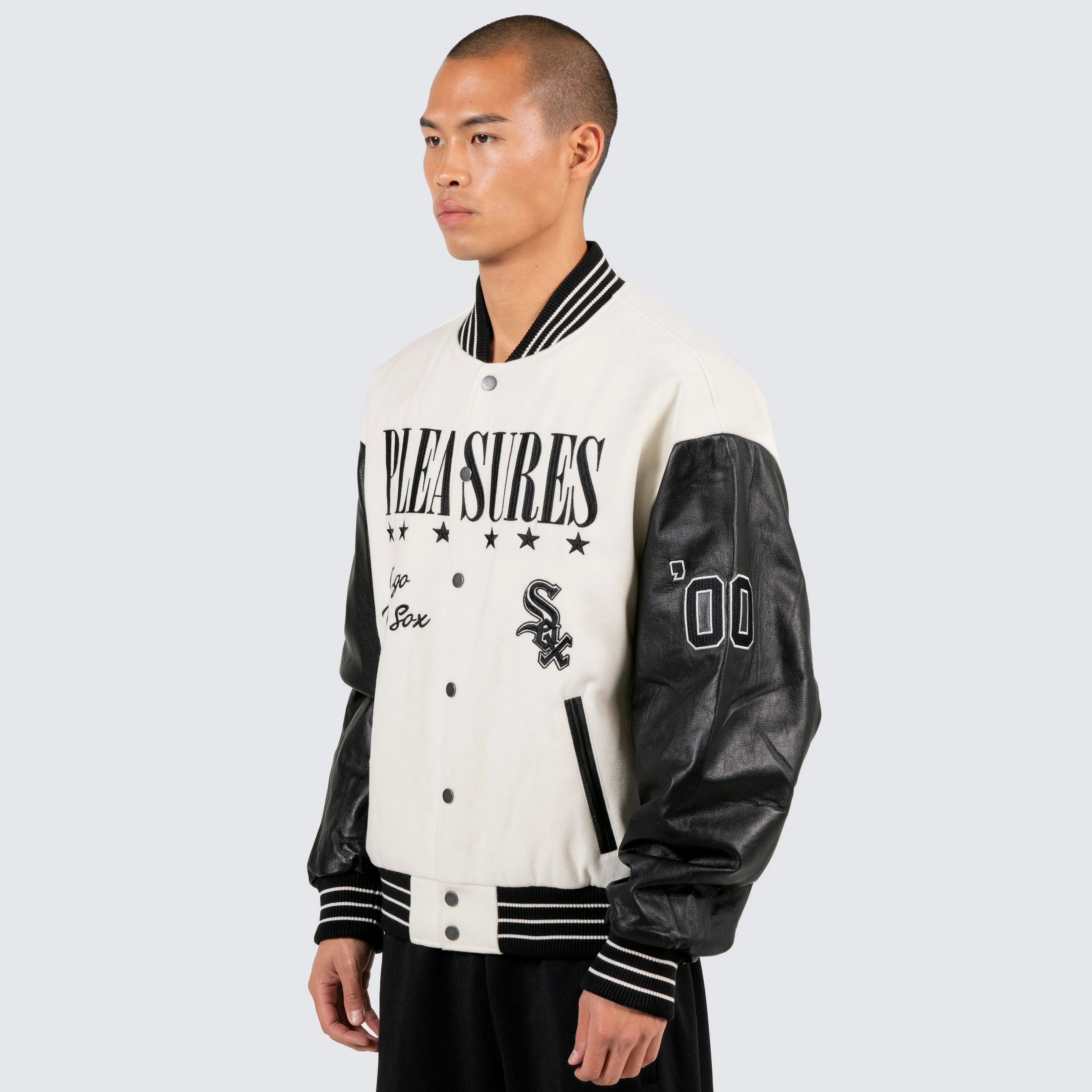 TEAM VARSITY LEATHER JACKET - WHITE SOX