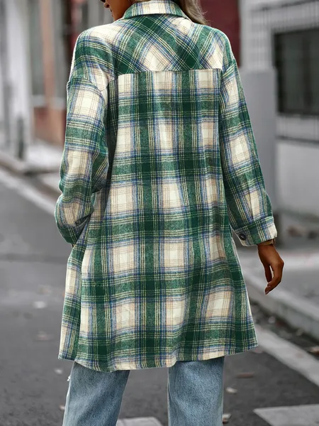 TEEK - Plaid Cardigan Shirt Jacket