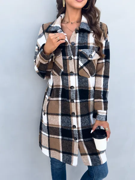 TEEK - Plaid Cardigan Shirt Jacket