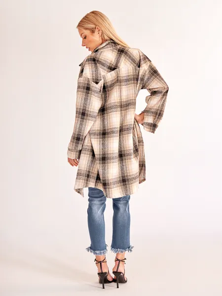 TEEK - Plaid Cardigan Shirt Jacket