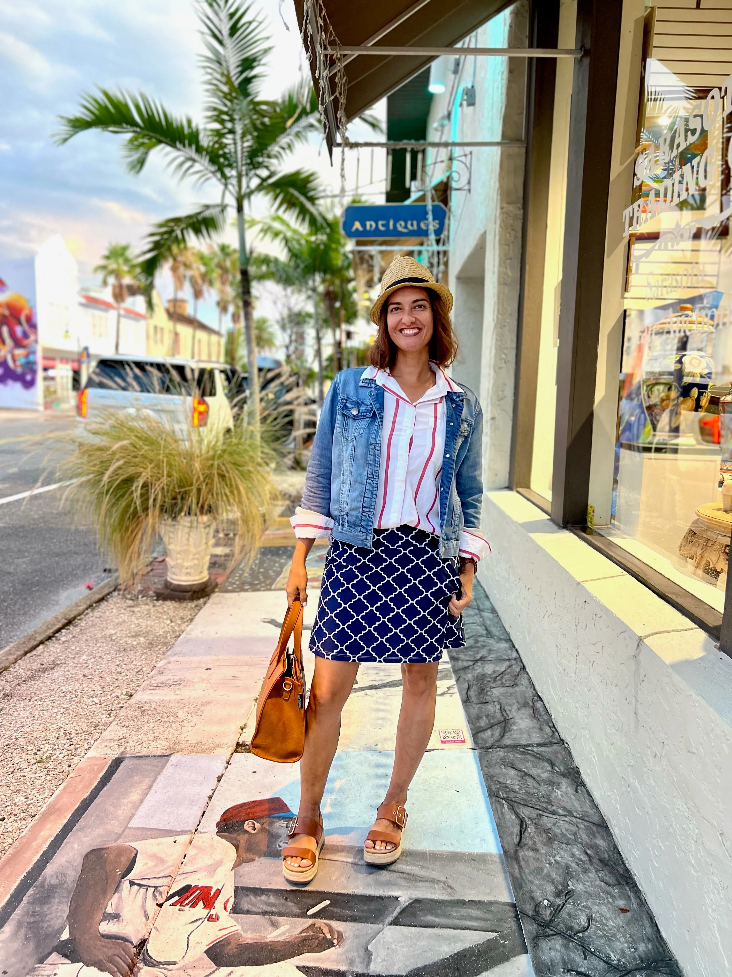 Tenerife Skort in Navy & White Terrace Tiles