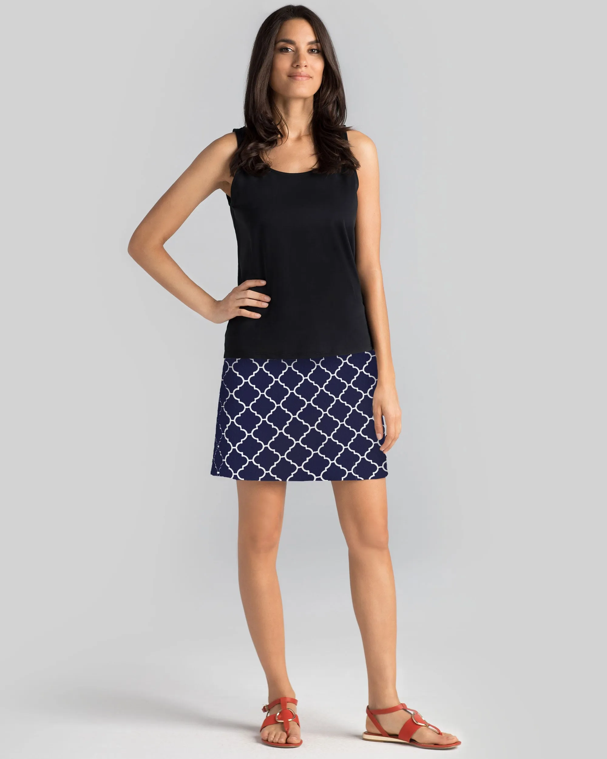 Tenerife Skort in Navy & White Terrace Tiles