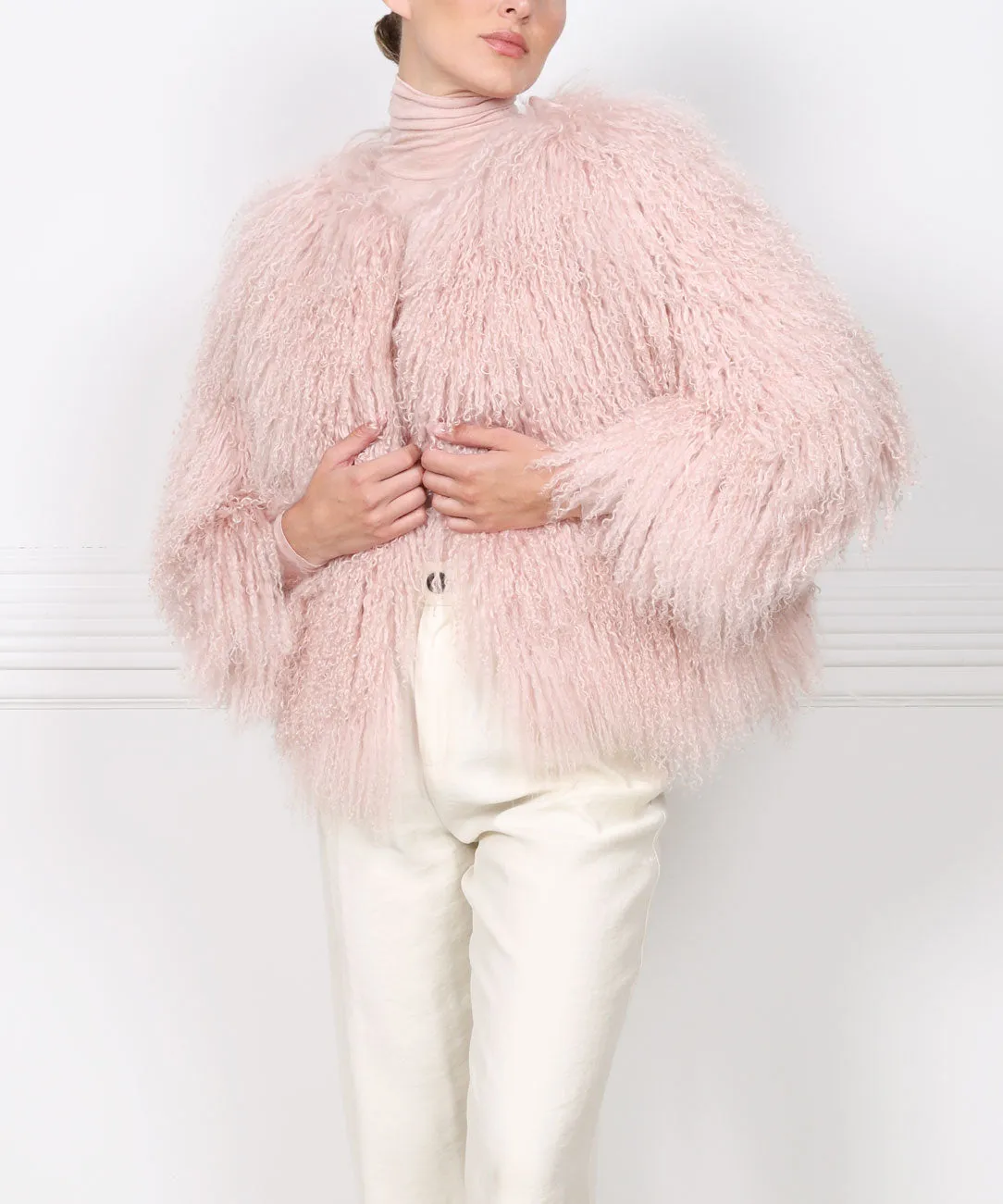 The Suzie Shearling Jacket in Pink