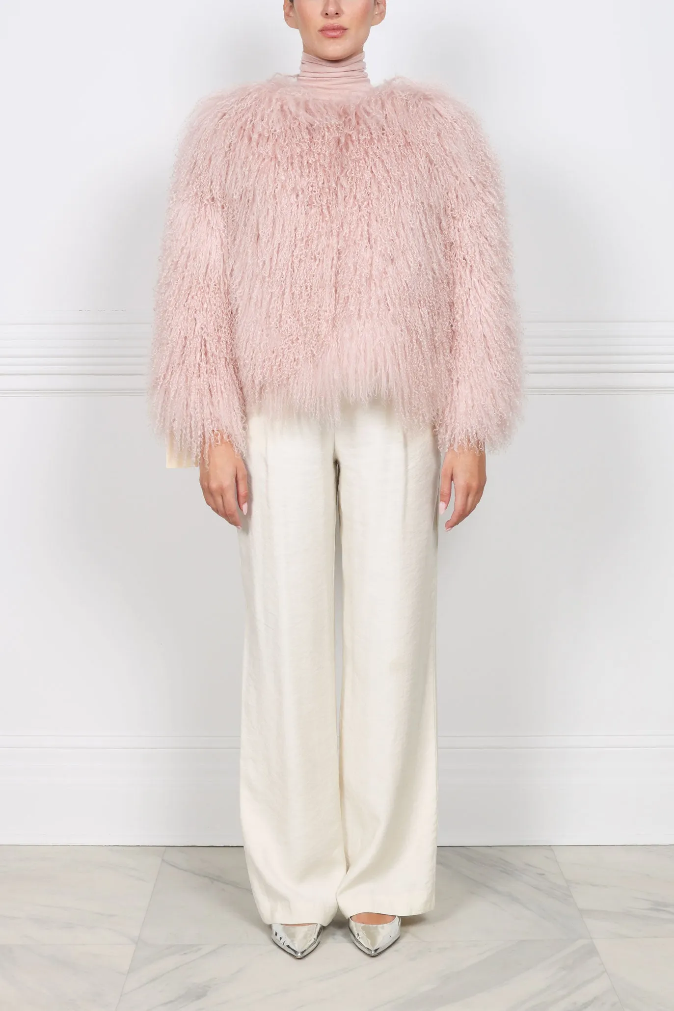 The Suzie Shearling Jacket in Pink