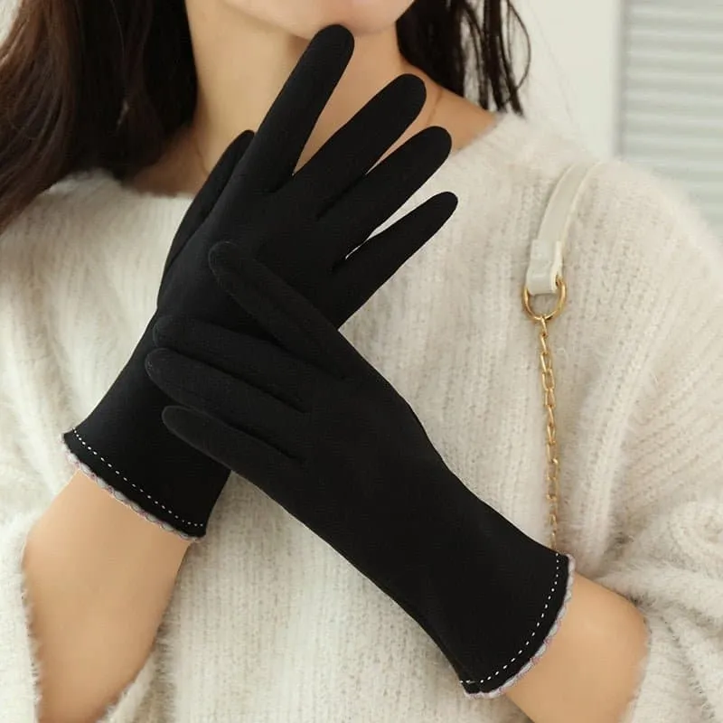 Thick Velvet Touch Screen Driving Gloves